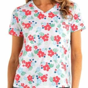 Fresh Produce White Floral Paradise V-Neck Top